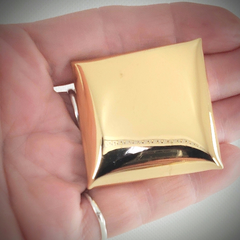 Large Napier Gold Tone Square Clip Earrings - Picture 8 of 8